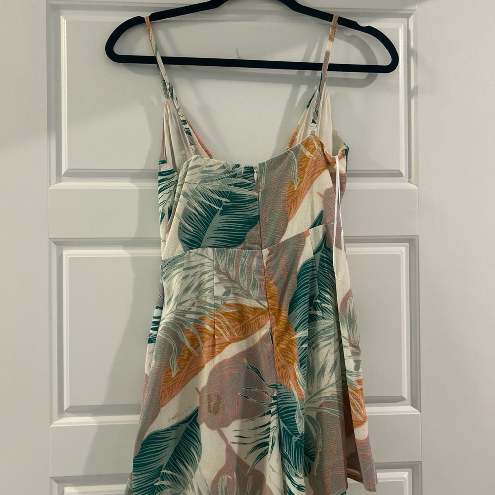 Tropical Print Spaghetti Strap Dress